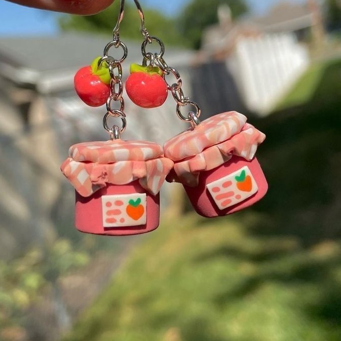 Sweet Peach Jam Jar Earrings