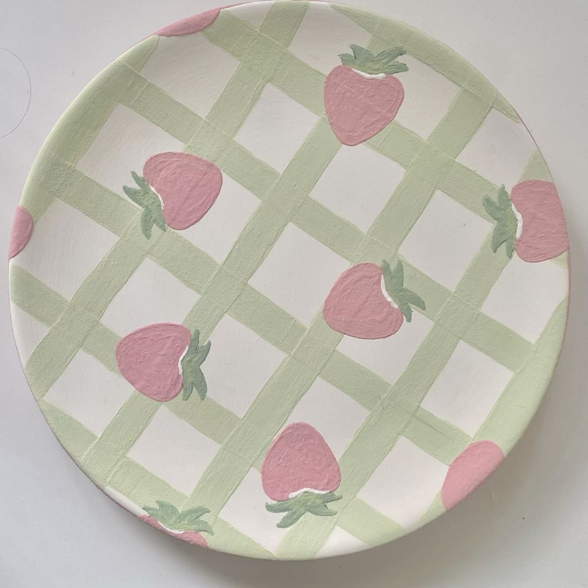 Cottagecore Strawberry Gingham Plate