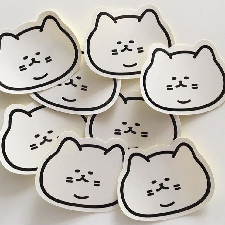 Minimalist White Cat Sticker
